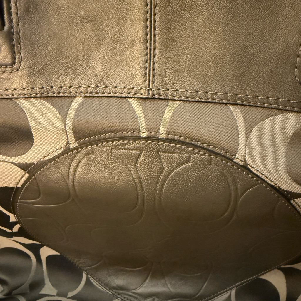 Coach Tote In Taupe Signature Jacquard And Leather Gray